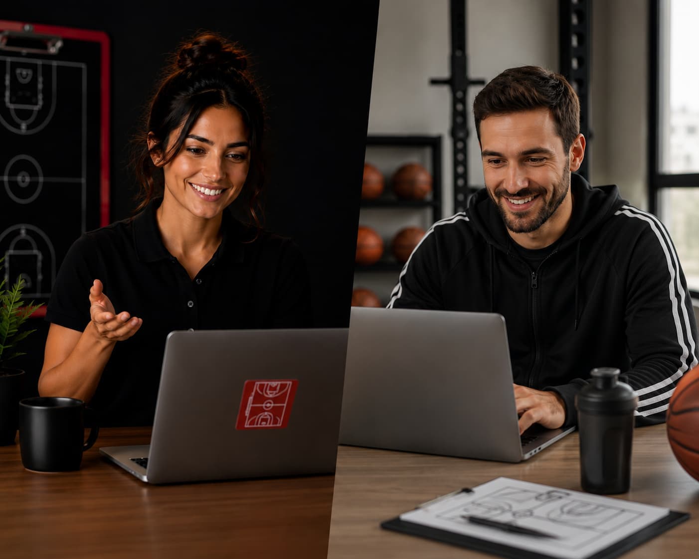 Nadia, assistente da BCB, a conversar com um treinador sobre o design do seu quadro — Imagem gerada com IA